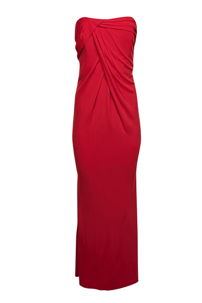 Current Boutique-David Meister - Red Strapless Formal Gown Sz 4