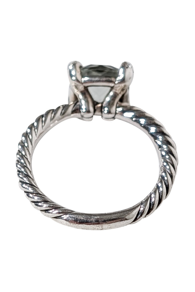 Current Boutique-David Yurman - Silver Braided Light Green Stone Ring Sz 5