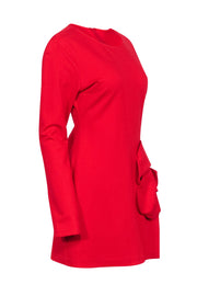 Current Boutique-Delficollective - Red Long Sleeve Mini Dress w/ Side Cut Out Rose Detail Sz L