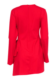 Current Boutique-Delficollective - Red Long Sleeve Mini Dress w/ Side Cut Out Rose Detail Sz L