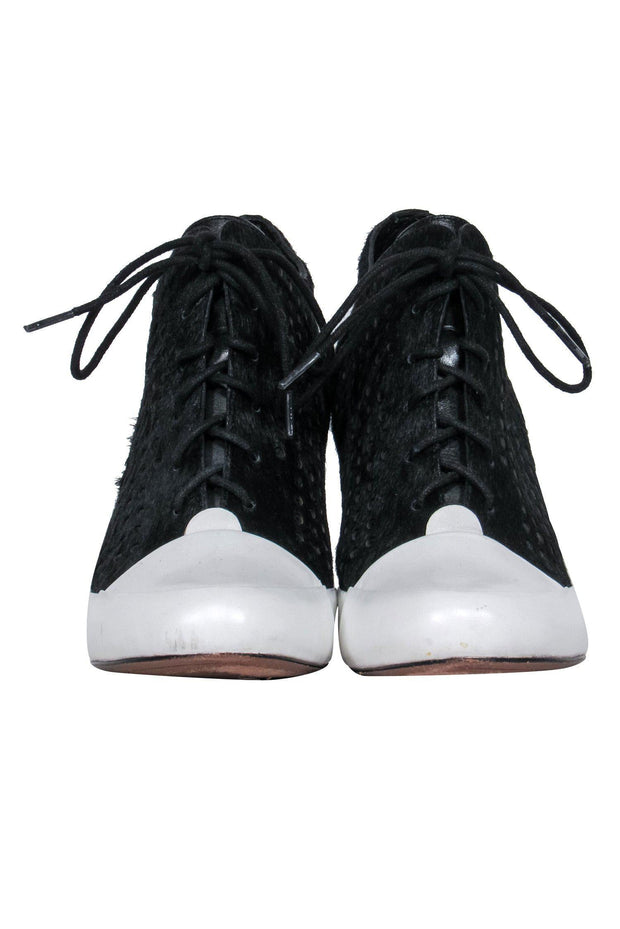 Current Boutique-Derek Lam 10 Crosby - Black Perforated Ponyhair Sneakers Sz 6.5