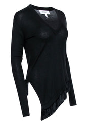 Current Boutique-Derek Lam - Black Knit Top w/ Fringe Hem Sz P