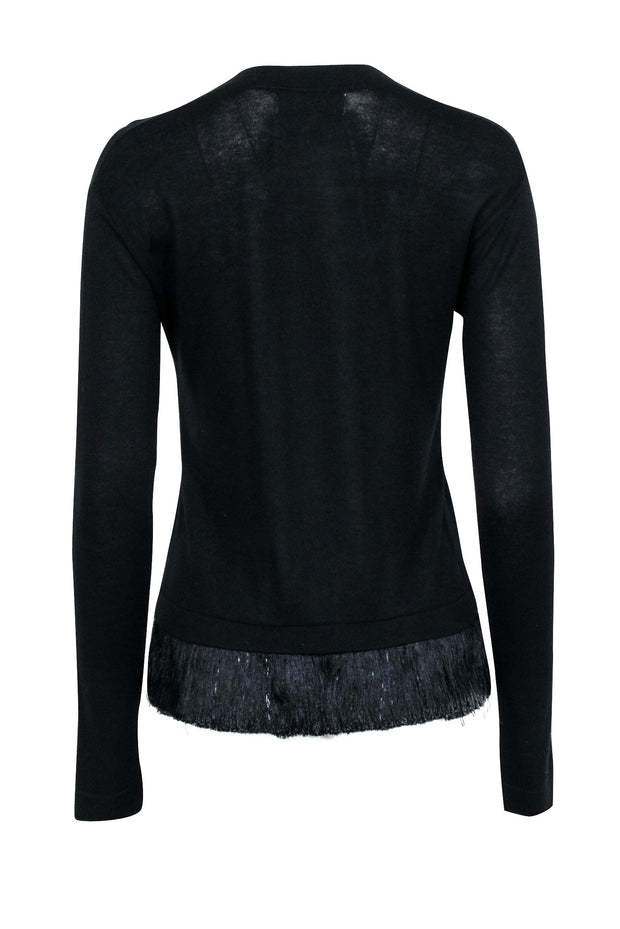 Current Boutique-Derek Lam - Black Knit Top w/ Fringe Hem Sz P