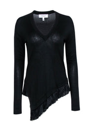 Current Boutique-Derek Lam - Black Knit Top w/ Fringe Hem Sz P