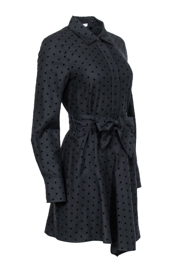 Current Boutique-Derek Lam - Black Polka Dot Button Up Mini Dress Sz 6