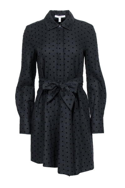 Current Boutique-Derek Lam - Black Polka Dot Button Up Mini Dress Sz 6