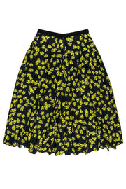 Current Boutique-Derek Lam - Black & Yellow Floral Midi Skirt Sz 8