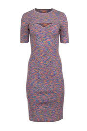 Current Boutique-Derek Lam - Blue, Pink, & Orange Rainbow Mix Knit Dress w/ Detachable Shrug Sz S