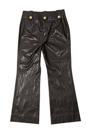 Current Boutique-Derek Lam - Brown Vegan Leather Cropped Pants w/ Gold Buttons Sz 4