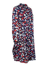 Current Boutique-Derek Lam - Navy, Purple, Red, & White Leopard Print Long Sleeve Dress Sz 12