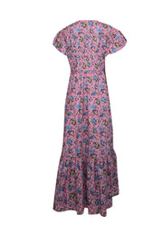 Current Boutique-Derek Lam - Pink & Blue Floral Print Poplin Flutter Sleeve Dress Sz 16