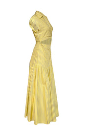 Current Boutique-Derek Lam - Yellow & Blue Pin Stripe Cap Sleeve Maxi Dress Sz 6