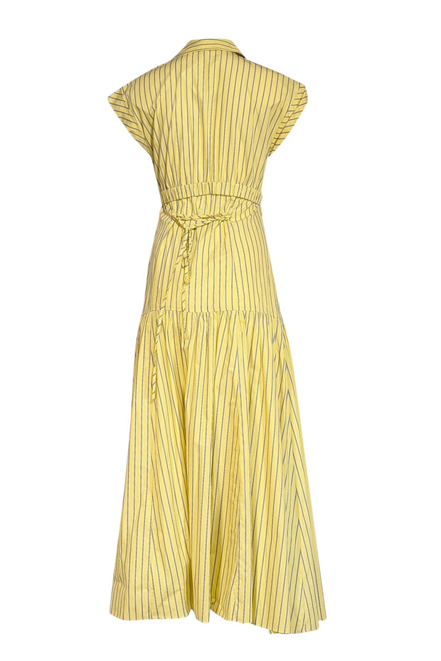 Current Boutique-Derek Lam - Yellow & Blue Pin Stripe Cap Sleeve Maxi Dress Sz 6