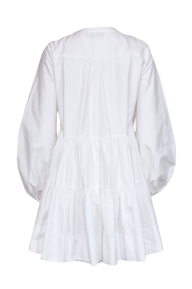 Current Boutique-Devotion TWINS - White Cotton Long Sleeve "Leros" Dress Sz S