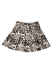 Current Boutique-Diane von Furstenberg - Beige & Black Leopard Print Pleated Skirt Sz 6