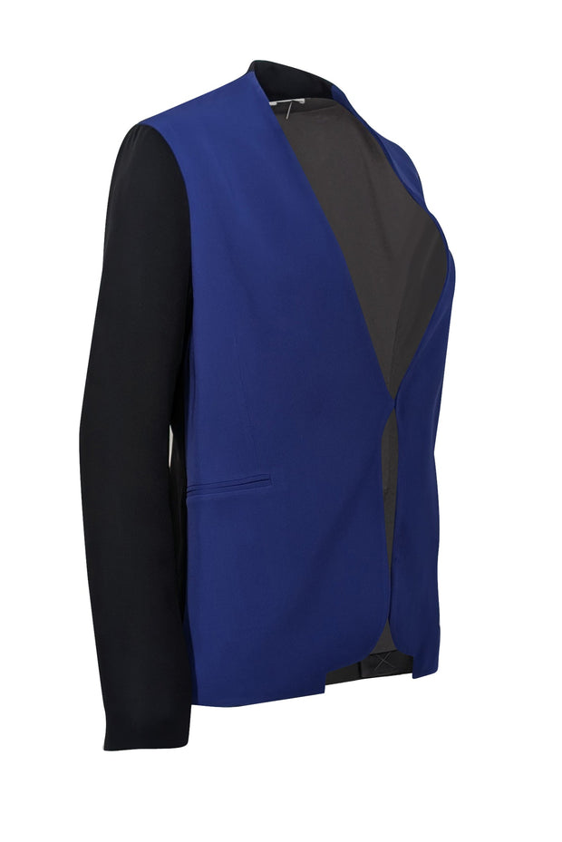 Current Boutique-Diane von Furstenberg - Black & Blue Open Blazer Sz 4