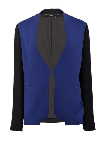 Current Boutique-Diane von Furstenberg - Black & Blue Open Blazer Sz 4