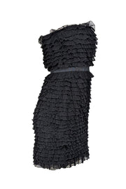 Current Boutique-Diane von Furstenberg - Black Strapless Ruffled Mini Dress Sz S