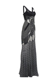 Current Boutique-Diane von Furstenberg - Black & White Print Silk Dress w/ Leather Accents Sz 4