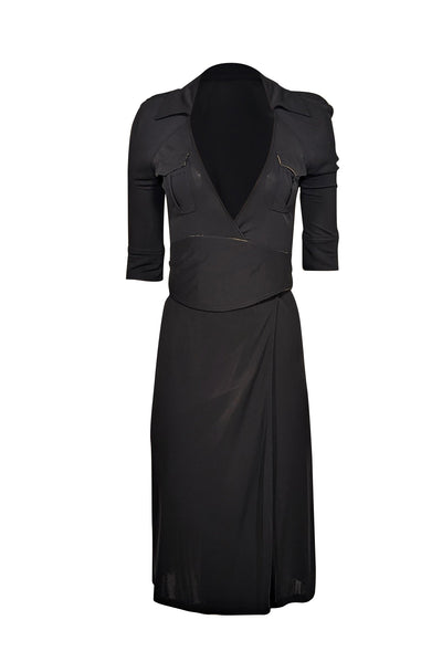 Current Boutique-Diane von Furstenberg - Black Wrap Maxi Dress Sz 2