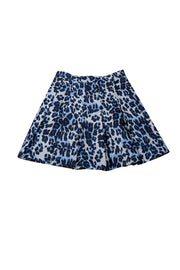 Current Boutique-Diane von Furstenberg - Blue & Off-White Leopard Print Pleated Silk Blend Skirt Sz 6