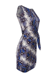 Current Boutique-Diane von Furstenberg - Blue, Purple, & Off-White Snakeskin Print Sleeveless Dress Sz 2