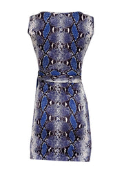 Current Boutique-Diane von Furstenberg - Blue, Purple, & Off-White Snakeskin Print Sleeveless Dress Sz 2