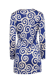 Current Boutique-Diane von Furstenberg - Blue & White Swirl Print Long Sleeve Mini Dress Sz S