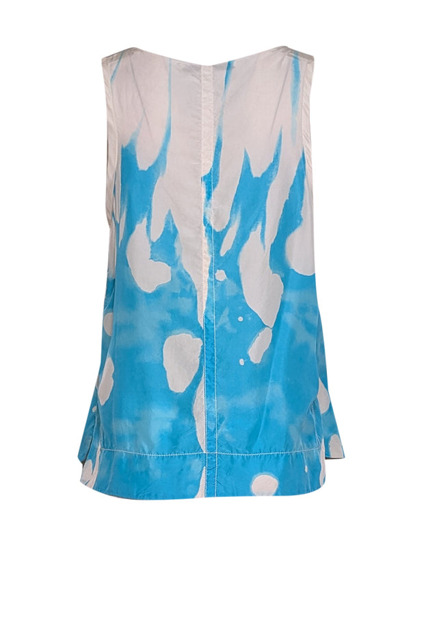 Current Boutique-Diane von Furstenberg - Blue & White Tie Dye Print Sleeveless Top Sz 12