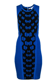 Current Boutique-Diane von Furstenberg - Cobalt & Black Body-Con Knit Geometric Printed Dress Sz P