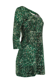 Current Boutique-Diane von Furstenberg - Green & Cream Print Crop Sleeve Shift Dress Sz 2