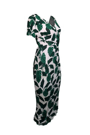 Current Boutique-Diane von Furstenberg - Green &amp; White Leaf Print “Havana” Midi Dress Sz M