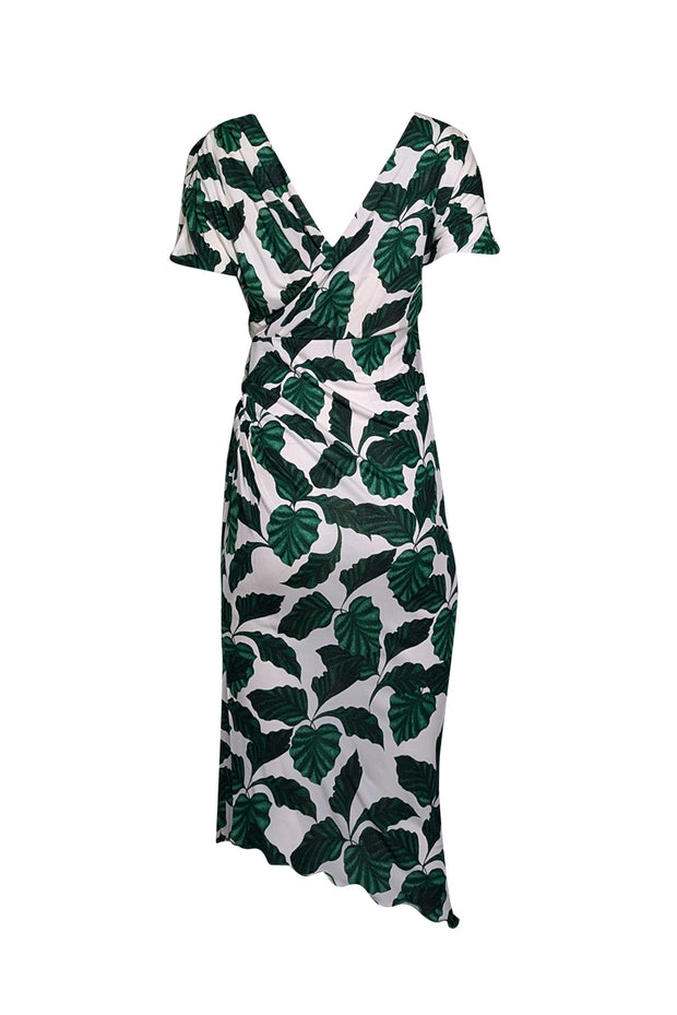 Current Boutique-Diane von Furstenberg - Green &amp; White Leaf Print “Havana” Midi Dress Sz M