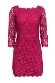 Current Boutique-Diane von Furstenberg - Hot Pink Floral Lace Bodycon "Zarita" Dress Sz 2