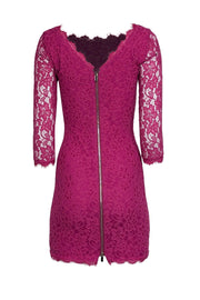 Current Boutique-Diane von Furstenberg - Hot Pink Floral Lace "Zarita" Bodycon Dress Sz 4