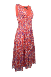 Current Boutique-Diane von Furstenberg - Orange, White, Coral, & Purple Print Dress Sz 8