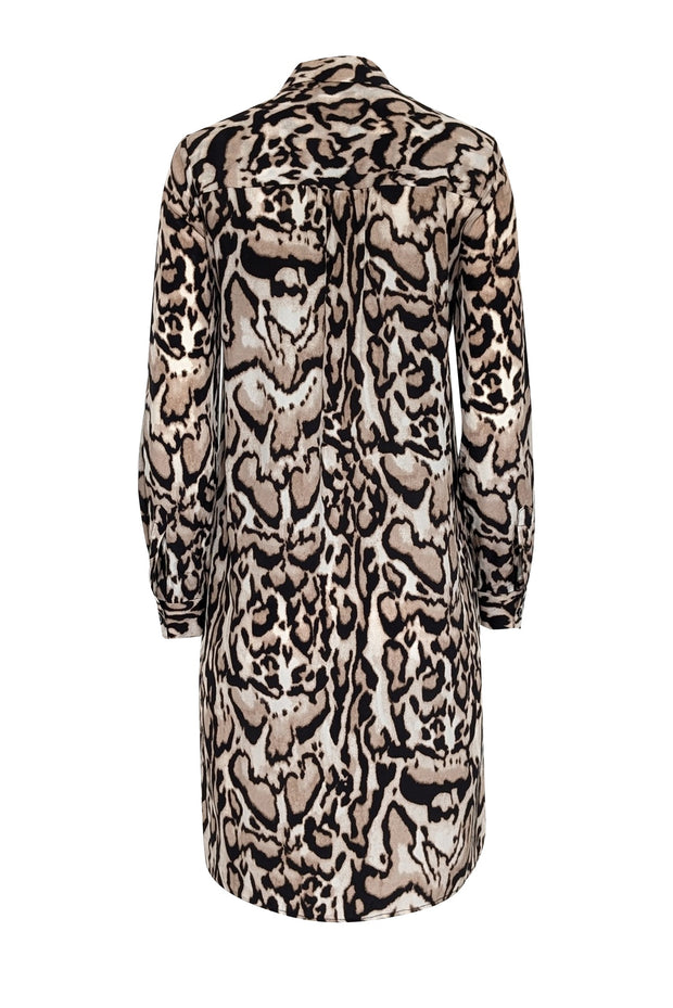 Current Boutique-Diane von Furstenberg - Tan & Black Leopard Print Silk Shirtdress Sz 4