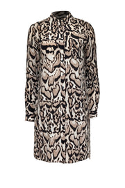 Current Boutique-Diane von Furstenberg - Tan & Black Leopard Print Silk Shirtdress Sz 4