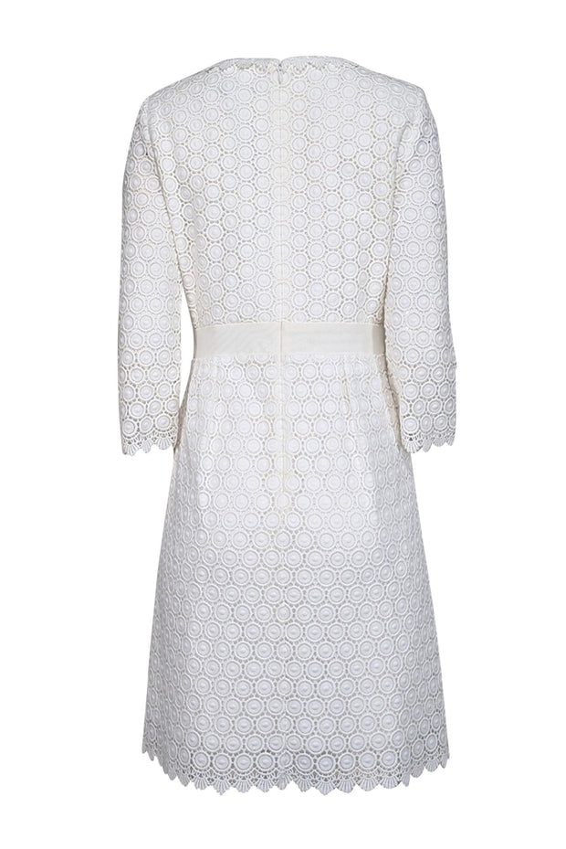 Current Boutique-Diane von Furstenberg - White Eyelet Lace Cotton Dress Sz 10