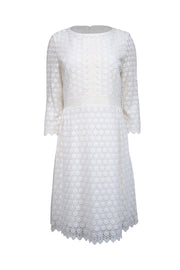 Current Boutique-Diane von Furstenberg - White Eyelet Lace Cotton Dress Sz 10