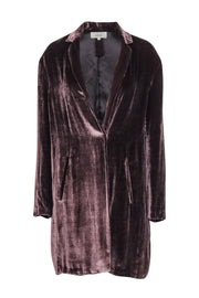 Current Boutique-Diega - Brown Print Velvet Long Blazer Sz L