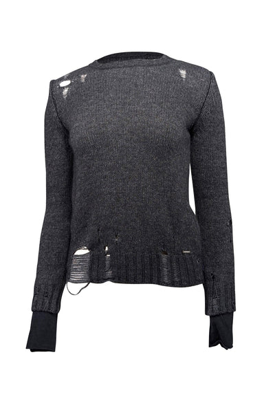 Current Boutique-Diesel - Dark Grey Distressed Alpaca Blend Sweater Sz XS