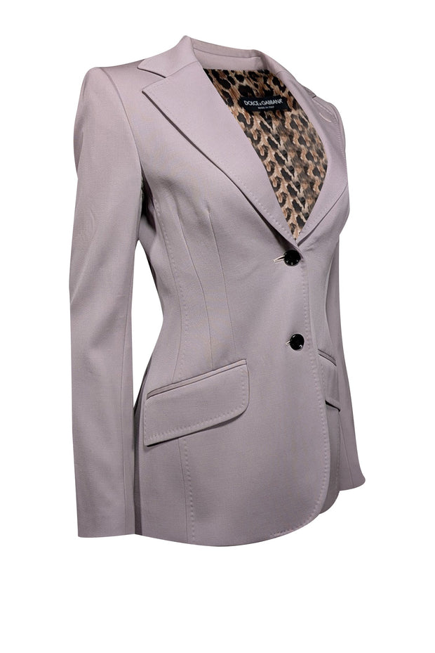 Current Boutique-Dolce & Gabbana - Pewter Two Button Blazer w/ Leopard Print Lining Sz 4