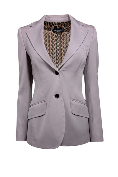 Current Boutique-Dolce & Gabbana - Pewter Two Button Blazer w/ Leopard Print Lining Sz 4