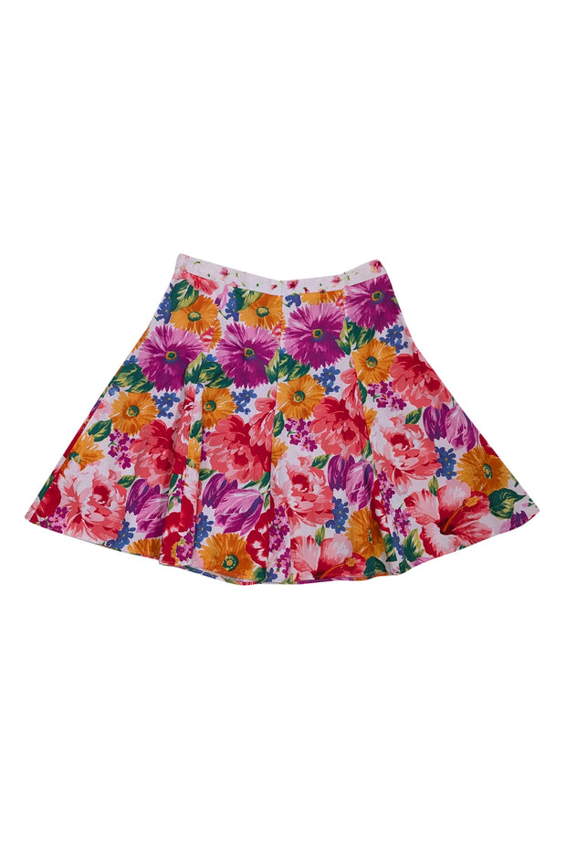 Current Boutique-Dolce & Gabbana - Pink, White, & Multi Color Floral Print Skirt Sz 8