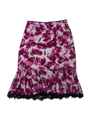 Current Boutique-Dolce & Gabbana - Purple & Ivory Ruffled Hem Skirt Sz 6