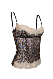 Current Boutique-Dolce & Gabbana - Tan & Brown Leopard Print Lace Trim Tank Sz M