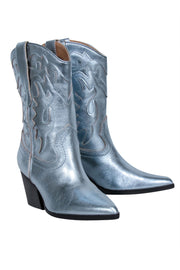 Current Boutique-Dolce Vita - Metallic Blue Western Style Short Boots Sz 7.5