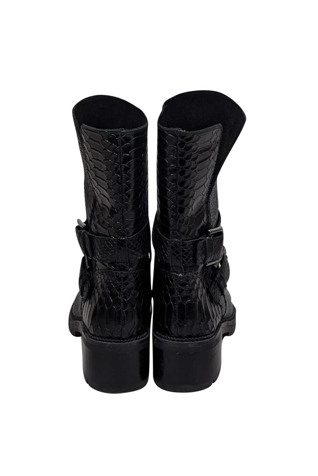 Current Boutique-Donald J Pliner - Black Croc Embossed Leather Boots Sz 9.5