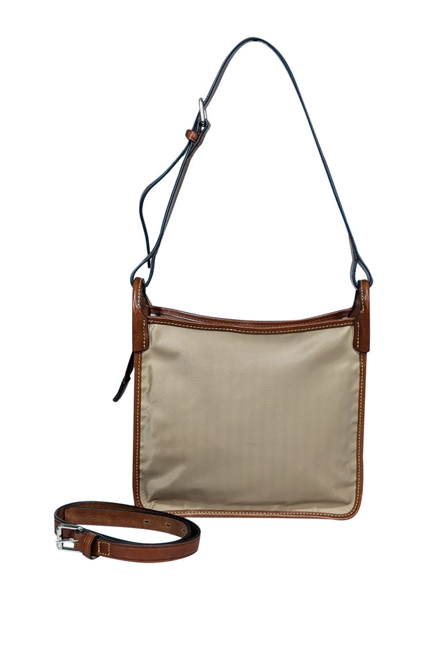 Current Boutique-Dooney & Bourke - Beige Nylon Shoulder Bag w/ Leather Trims